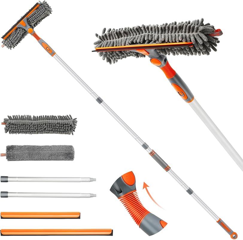 Eazer 89-Inch 2-in-1 Rotatable Squeegee with Extension Pole and Bendab