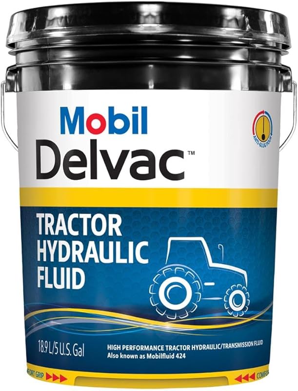 Mobil Delvac Tractor Hydraulic Fluid in a 5-Gallon Pail for Tow Trucks
