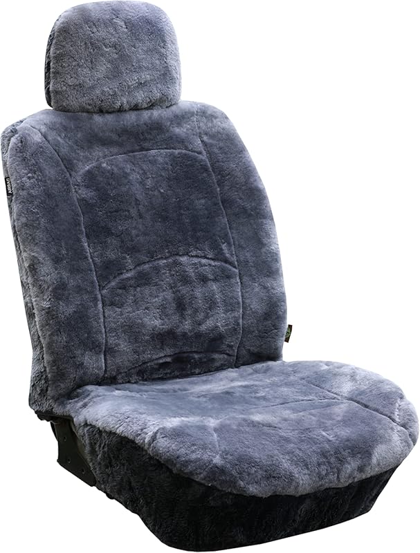Genuine Sheepskin Seat Cover with Fuzzy Shearling and Curve Pattern in
