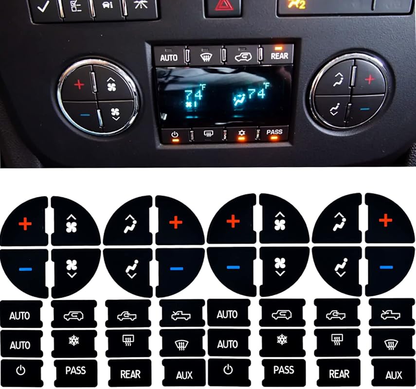AC Dash Button Repair Kit with Decals for Select GM Vehicles from 2007