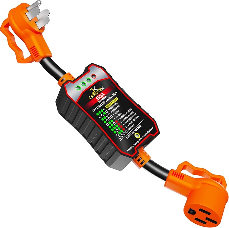 CARMTEK 50 Amp RV Surge Protector and Circuit Analyzer with Integrated