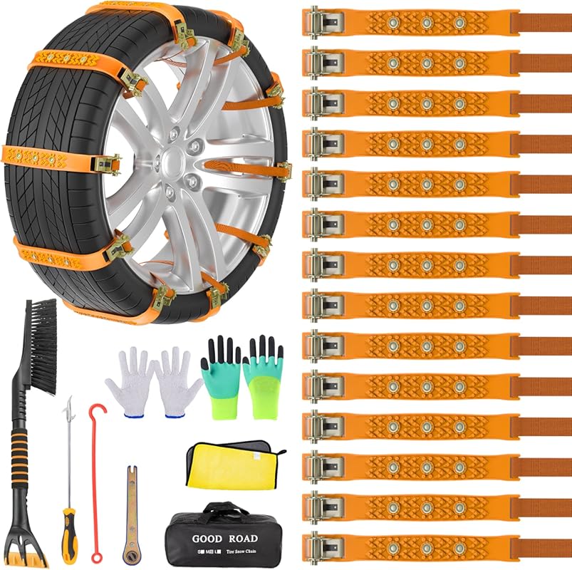 Non-Metallic Emergency Snow Chains for Cars, Trucks, and SUVs with 165