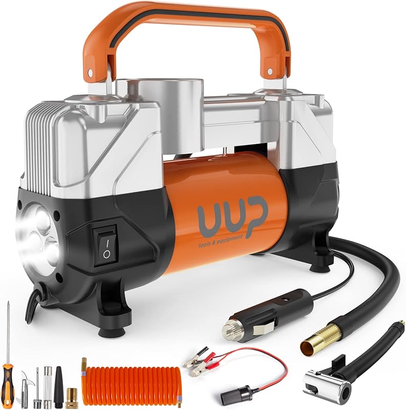 Heavy Duty 150PSI Tire Inflator with Double Cylinders and LED Light fo