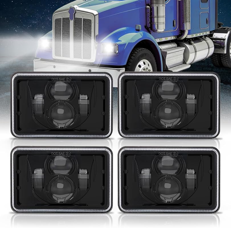 4x6 LED Headlights for Peterbilt 379 Compatible with Kenworth and Frei