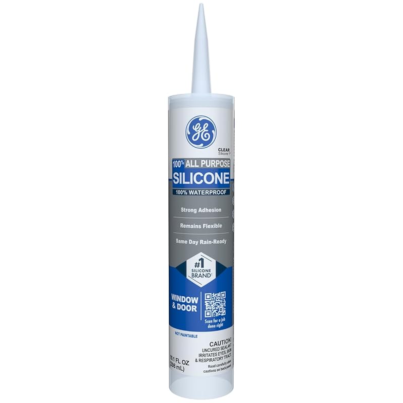 GE All Purpose Silicone Caulk in Clear, a Waterproof Sealant with Stro