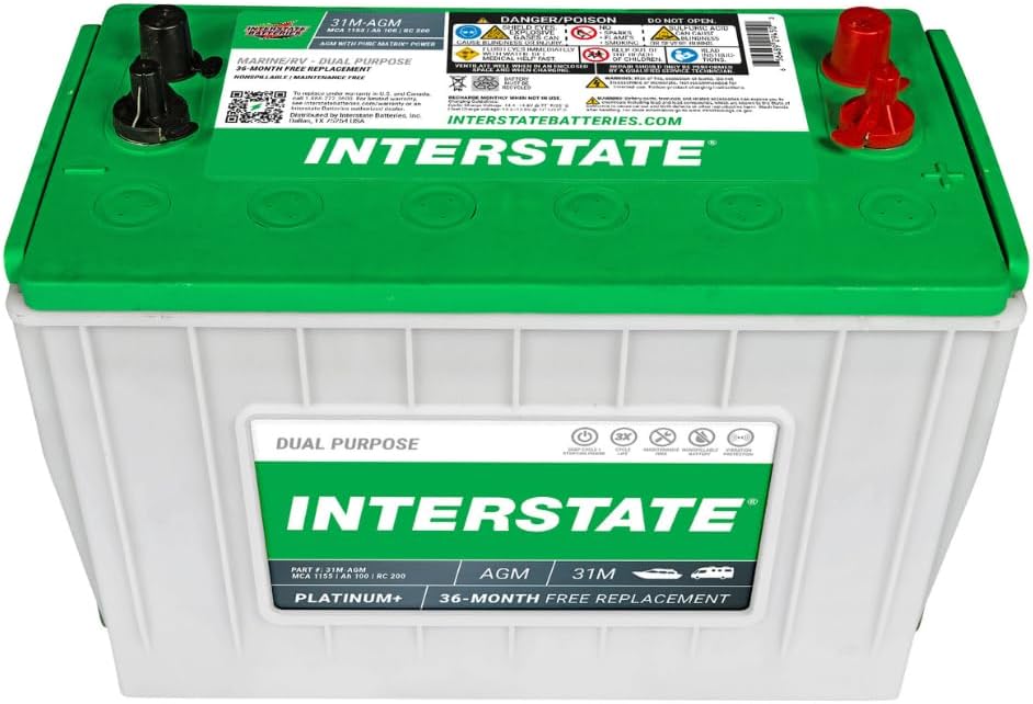 Interstate Batteries Group 31M AGM Marine Battery: 12V 100Ah 925CCA Du