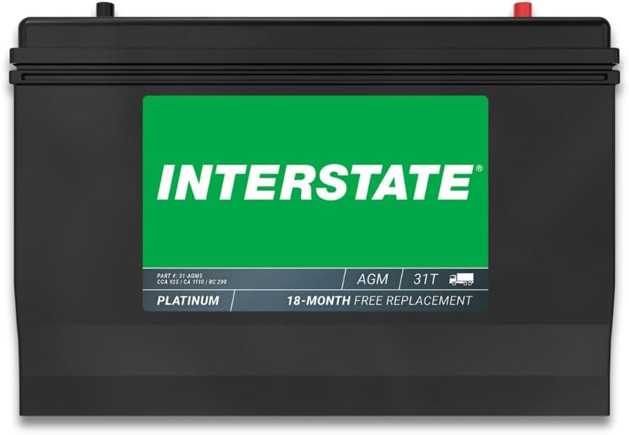 Interstate Batteries Group 31 Marine Deep Cycle AGM Battery: 12V 100Ah