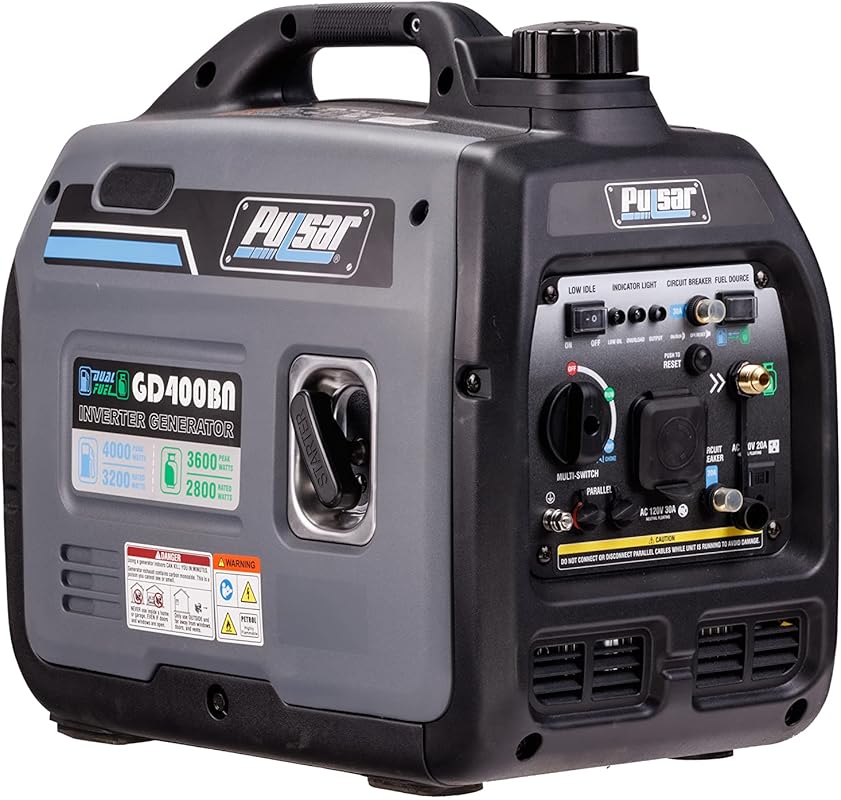 Pulsar 4000W Portable Dual Fuel Inverter Generator with Quiet Operatio