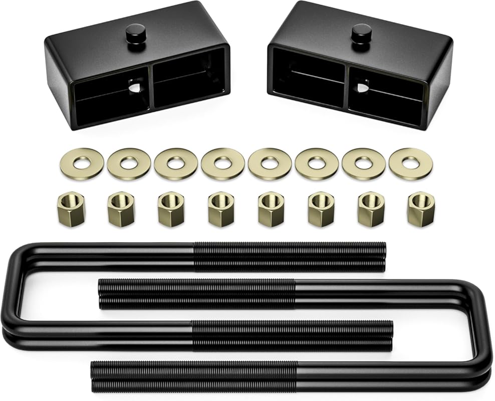 FLYCLE 2-Inch Rear Lift Blocks with U-Bolts for 1999-2024 Chevy Silver