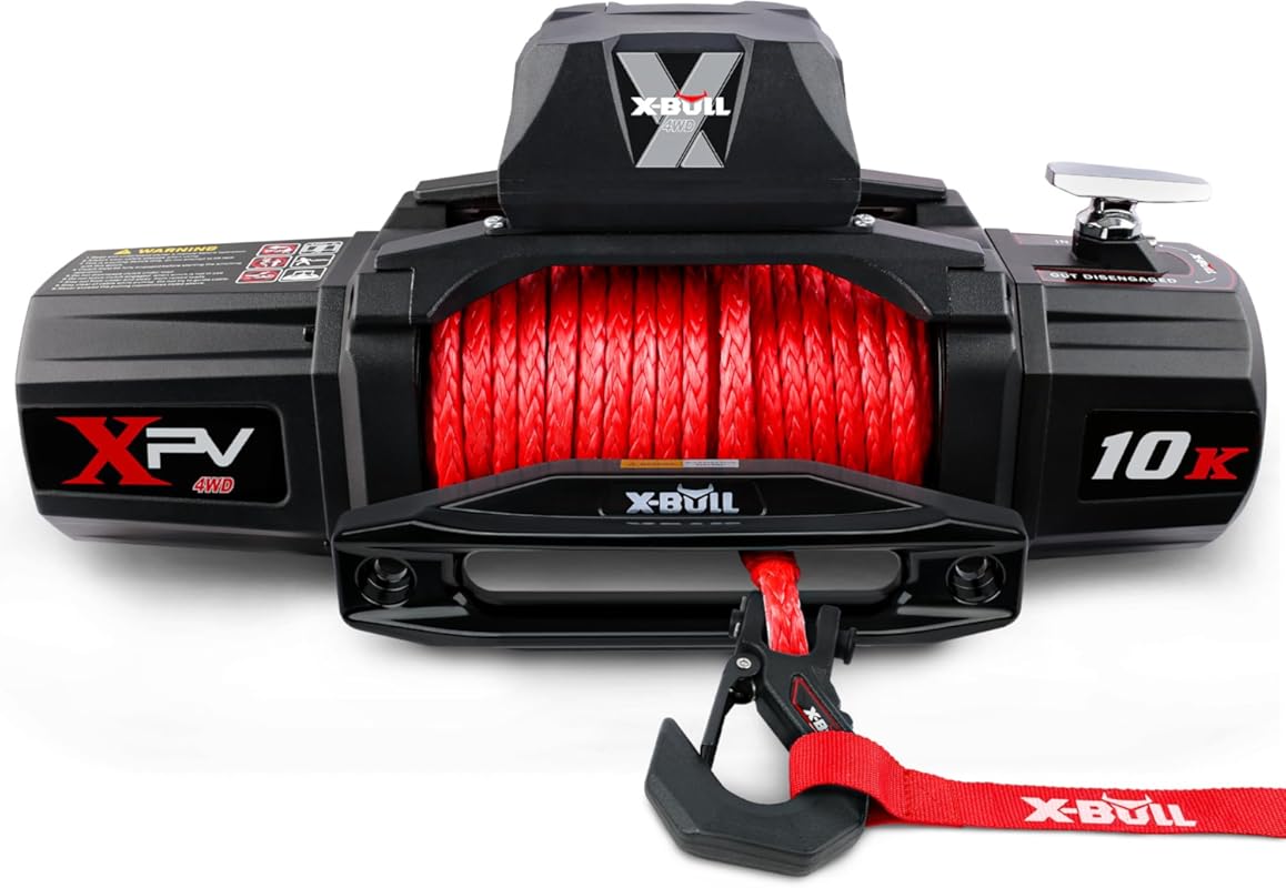 X-BULL 10000 lbs 12V Waterproof Winch with Synthetic Rope and Remote C