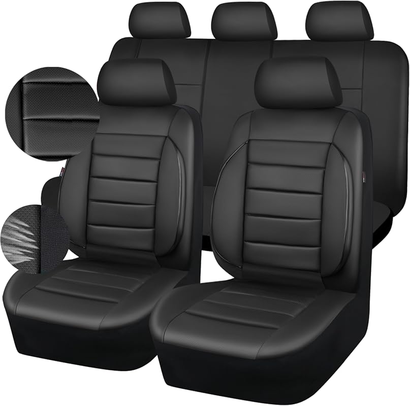 CAR PASS Full Set Leather Water Resistant Car Seat Covers with 3D Supp