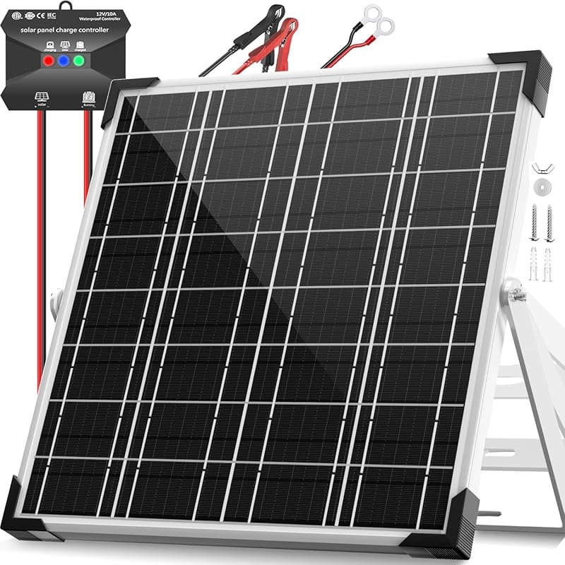 Voltset 20W 12V Waterproof Solar Battery Charger with Charge Controlle
