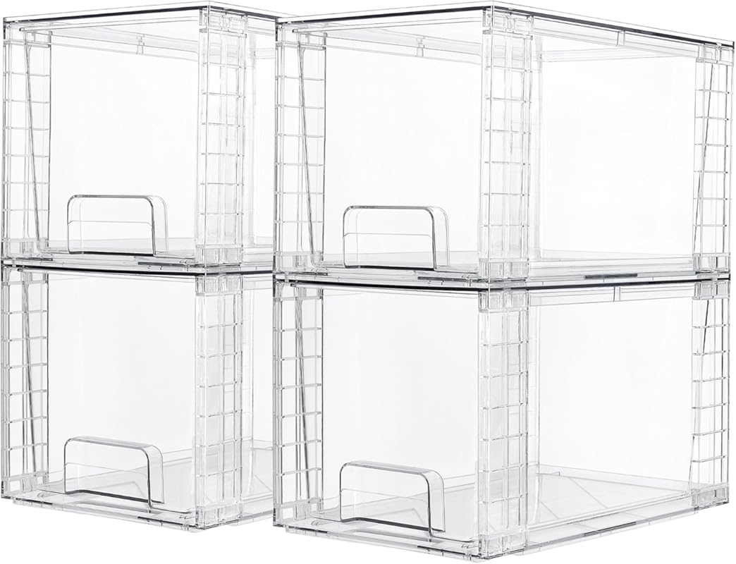 Vtopmart 4-Pack Acrylic Stackable Storage Drawers with Easy Assembly f
