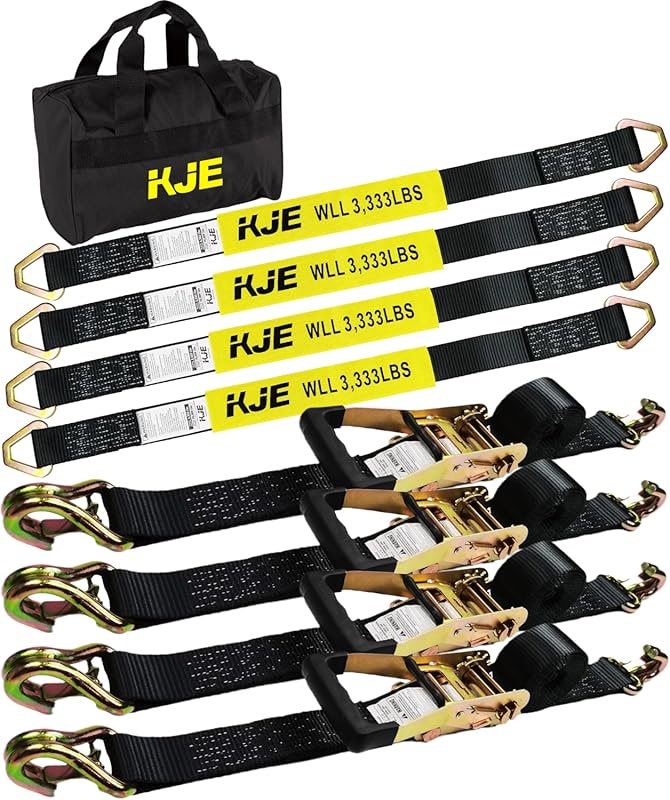 KJE Heavy Duty Tie Down Straps 4-Pack with 10000 lbs Break Strength fo