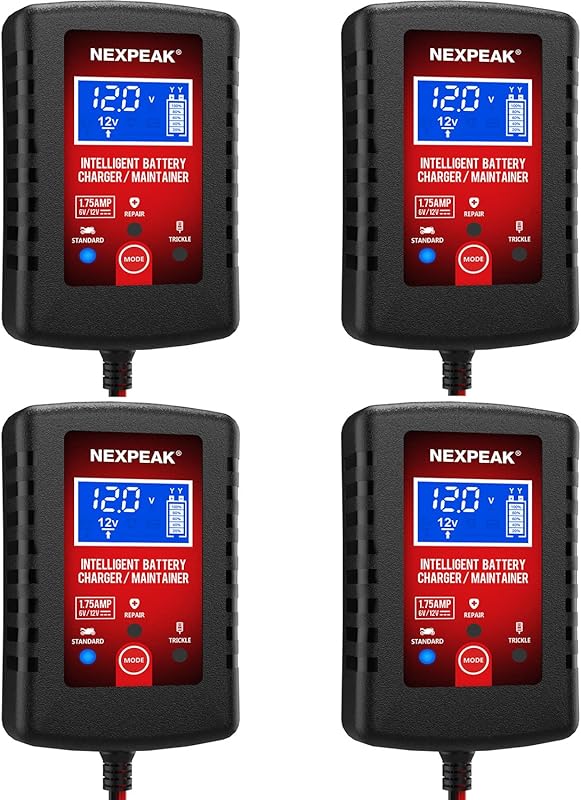 1.75-Amp Car Battery Charger, 6V and 12V Smart Fully Automatic Battery