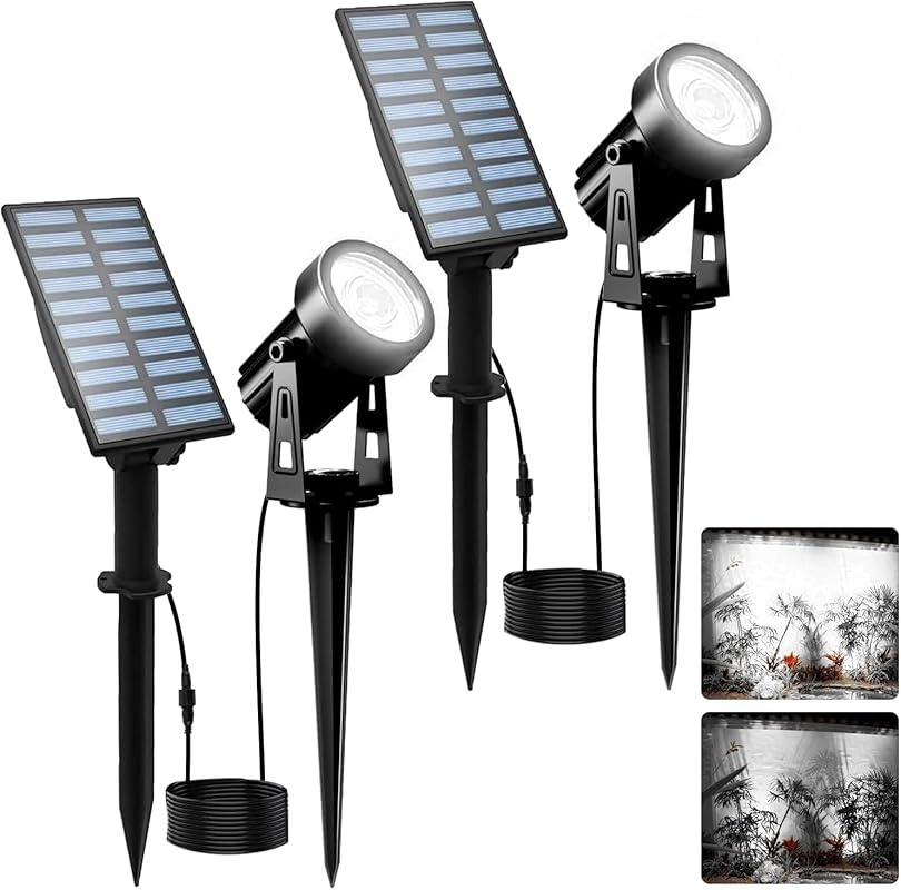 T-SUNUS Solar Garden Spot Lights with Separate Solar Panel, IP65 Water