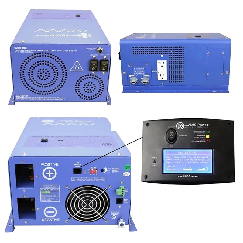 AIMS Power 3000W Pure Sine Inverter Charger with 9000W Peak and Bypass