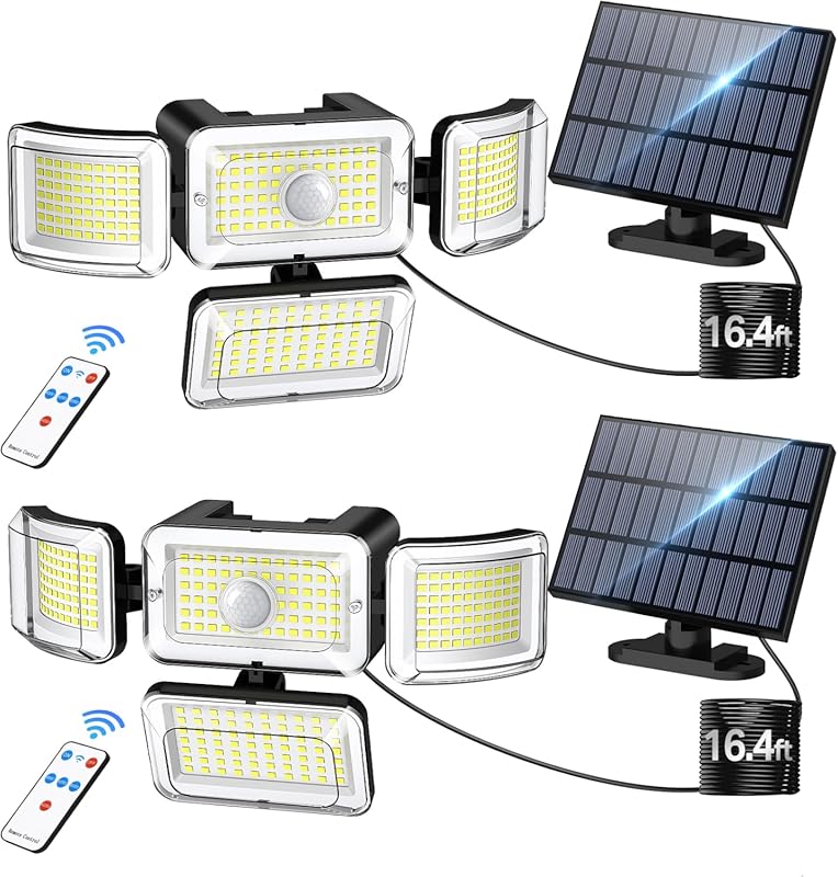 CLAONER Solar Outdoor Lights with Motion Sensor, 288 LEDs, and Remote 