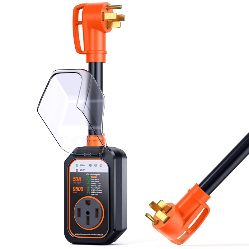 GEARGO RV Surge Protectors 50 Amp Waterproof,  RV Circuit Analyzer, Fu