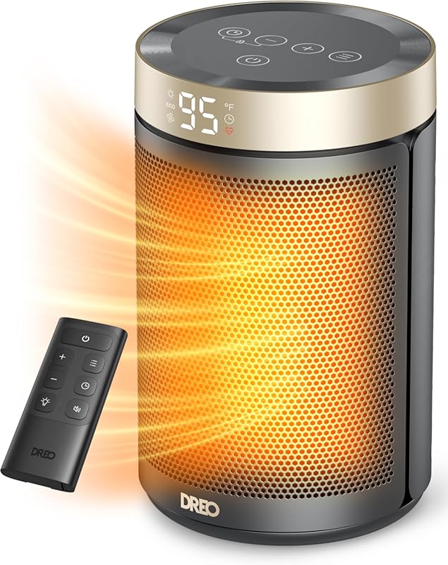 Dreo Portable Electric Space Heater with Thermostat Remote Digital Dis