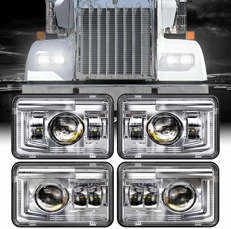 4x6 LED Headlights Assembly DOT Approved for Peterbilt 379, Hi-Lo Seal