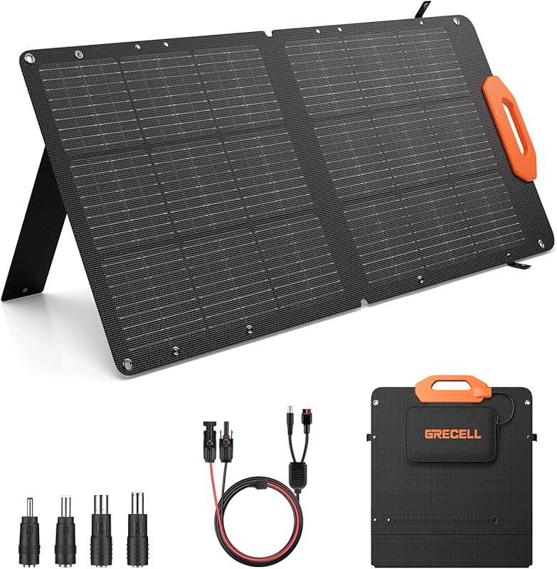 GRECELL 100W Foldable Solar Panel with Adjustable Kickstand for Portab