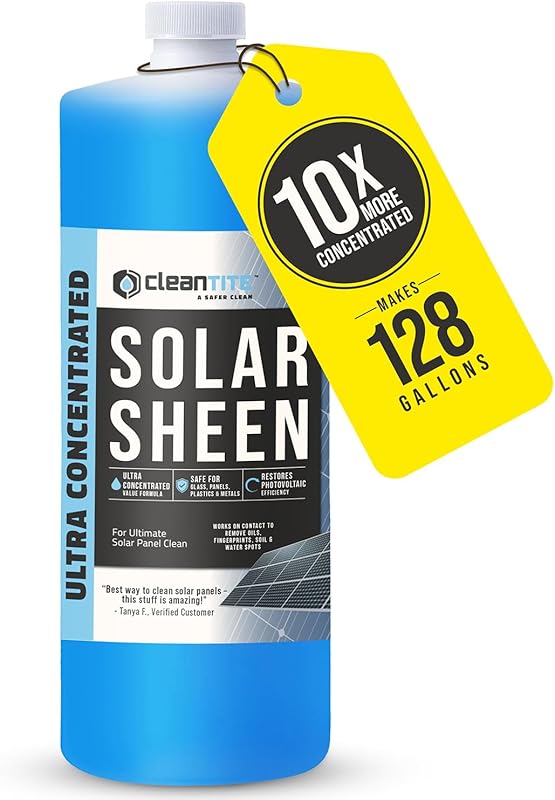 Concentrated Solar Panel Cleaner Solution for Removing Oils and Water 