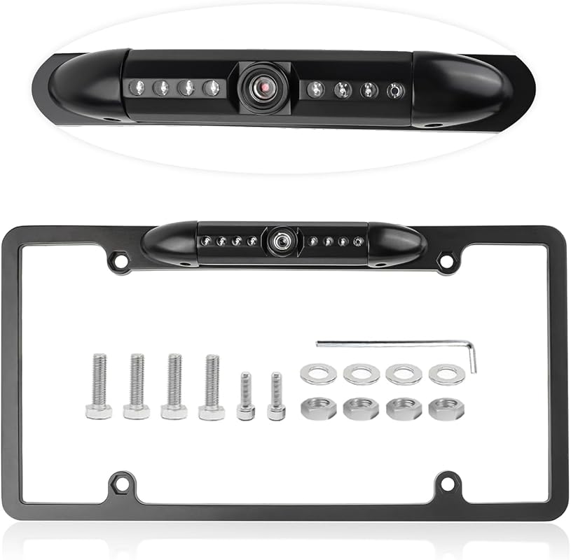 Best License Plate Backup Camera with HD Night Vision, 8 LEDs, and a W