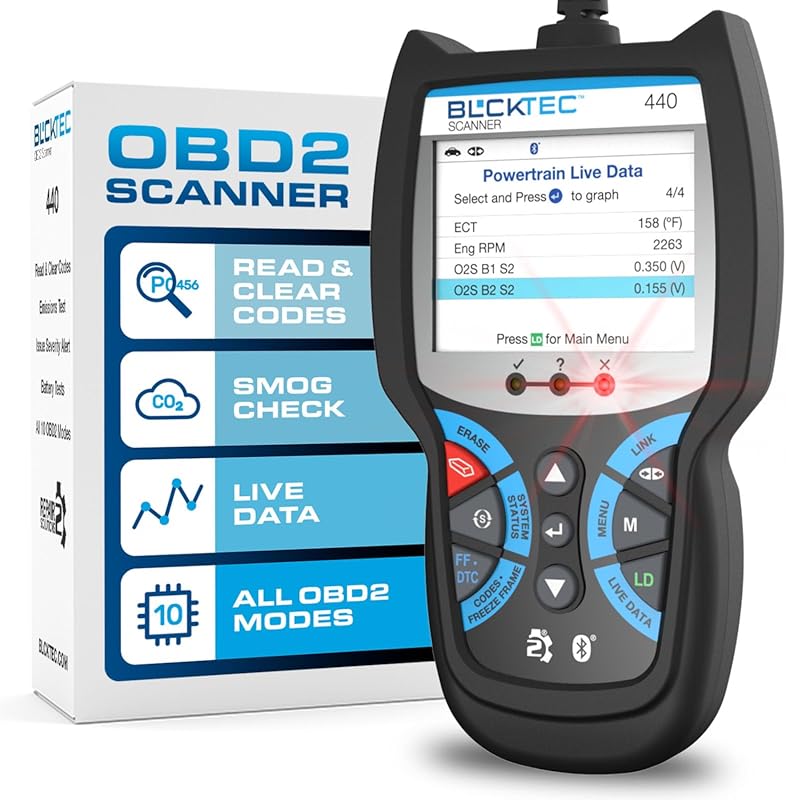 BLCKTEC 440 Bluetooth OBD2 Scanner with Live Data and Battery Testing 