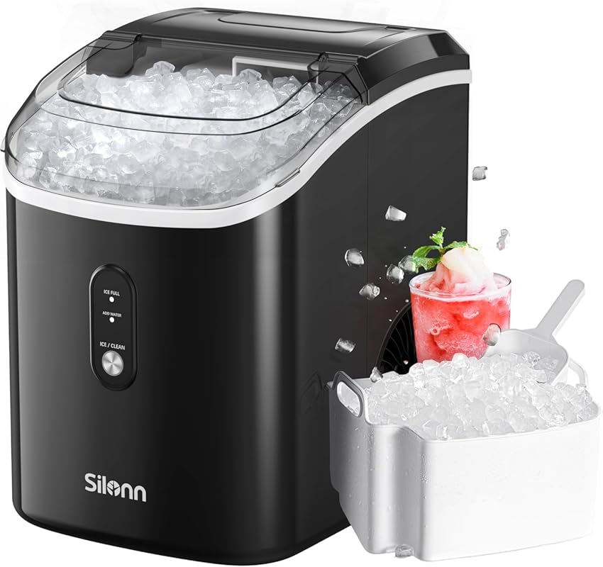 Silonn Countertop Nugget Ice Maker with 33 lbs Per Day Output and Self
