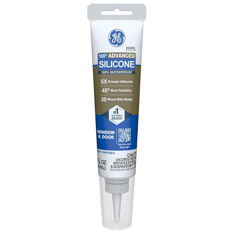 GE Silicone Caulk for Windows and Doors in Clear with Strong Adhesion 