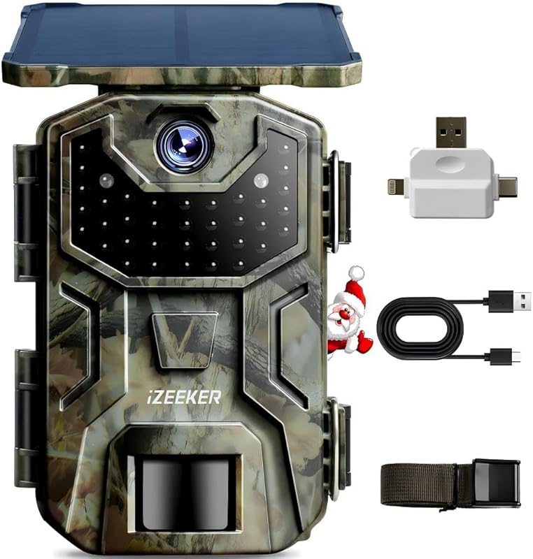 iZEEKER Solar Trail Camera with Night Vision Motion Activated 4K 30fps