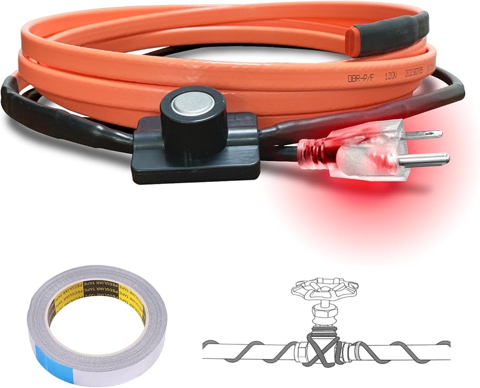 Cupohus 3-Foot Self-Regulating Heat Tape with Thermostat for Water Pip