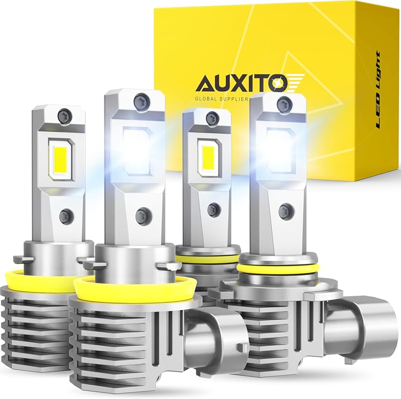 AUXITO 9005 HB3 and H11 H8 H9 LED Bulb Combo with 6500K Cool White Fan