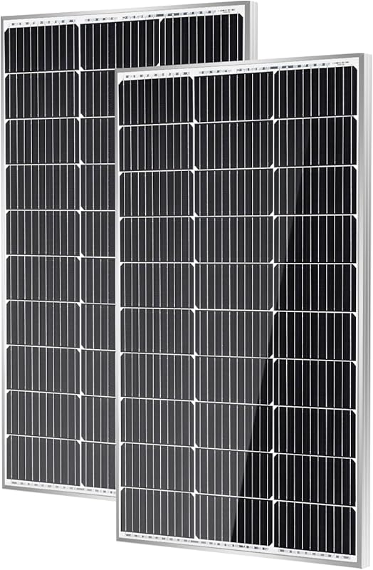 Traver Force 2-Pack 100W 12V Monocrystalline Solar Panels for Motorhom