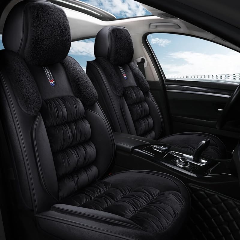 AOOG Fuzzy Heated Car Seat Covers for Front Seats of Cars SUVs and Tru