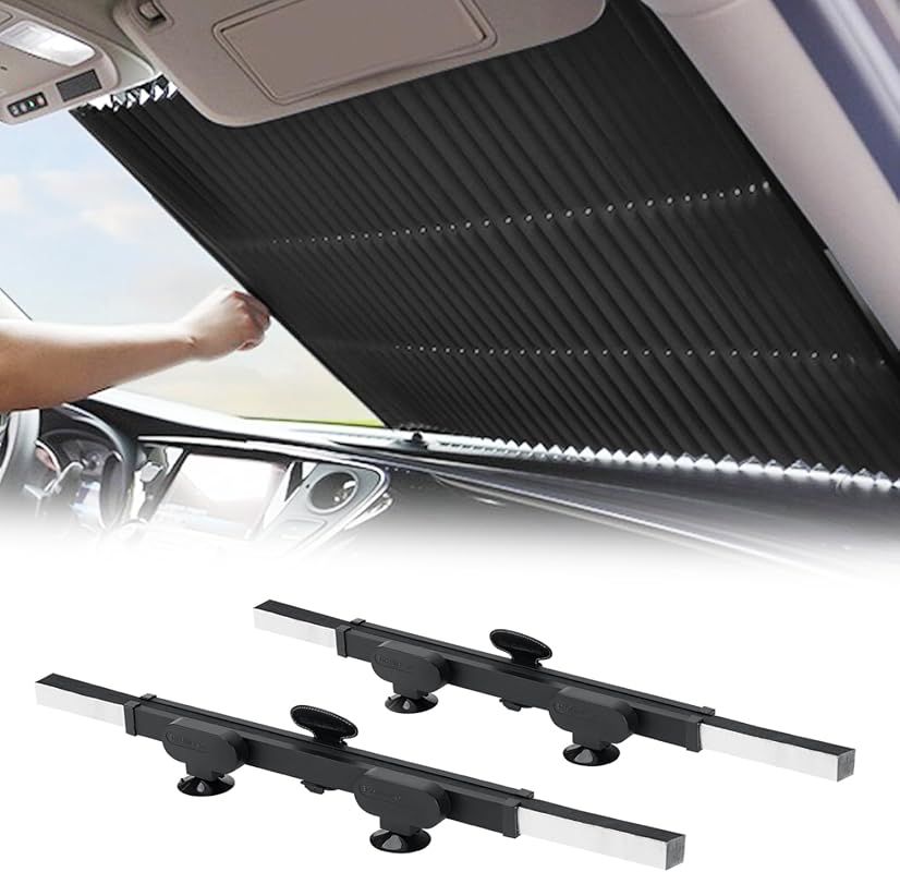2-Pack Retractable Car Sun Shades with Accordion Fold for UV Protectio