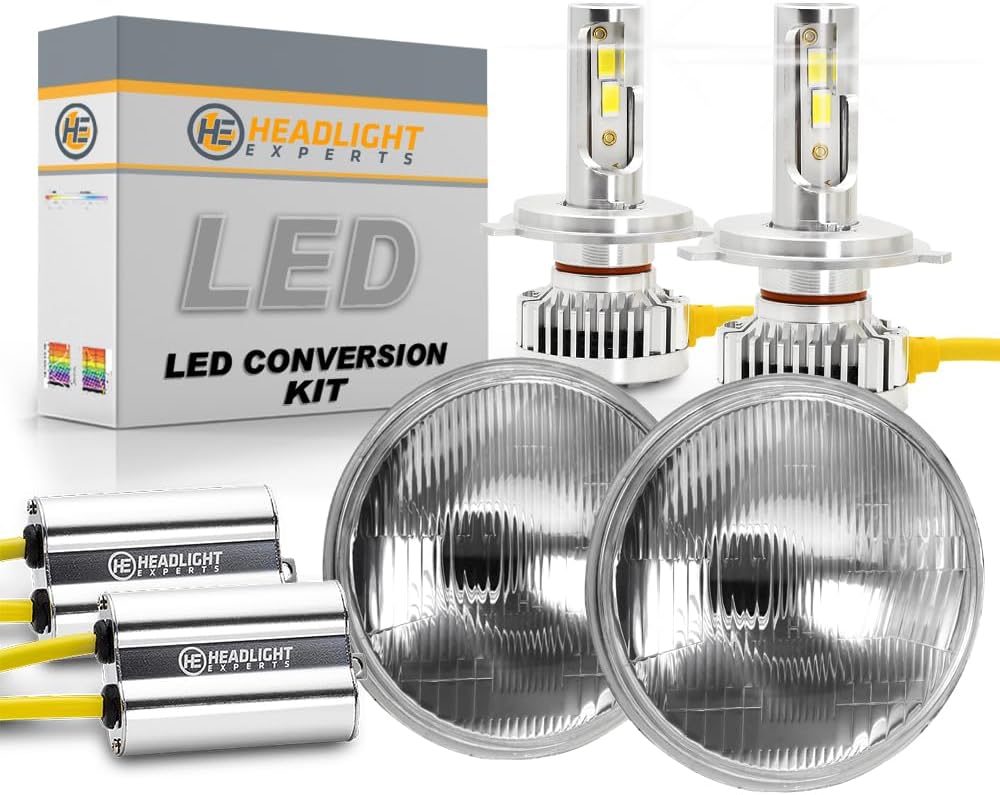 Headlight Experts H6024 LED 7-Inch Round Dual Beam Conversion Kit for 
