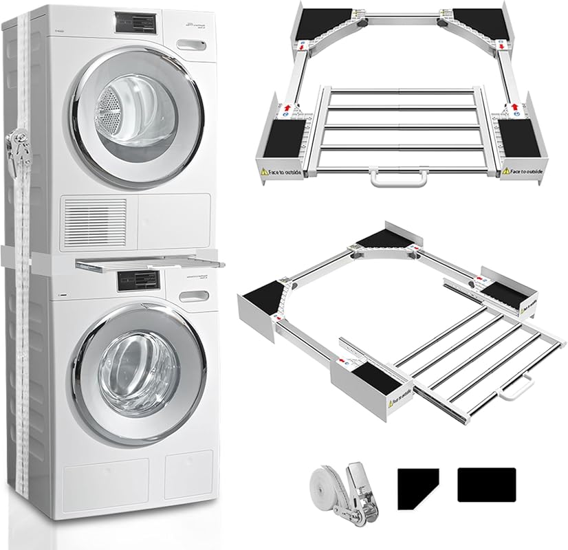 Universal Washer Dryer Stacking Kit with Pull-Out Drying Rack and Ratc
