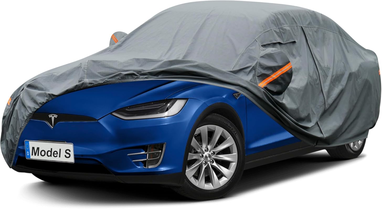 Custom-Fit Heavy-Duty Car Cover for Tesla Model S (2012-2025) with Zip
