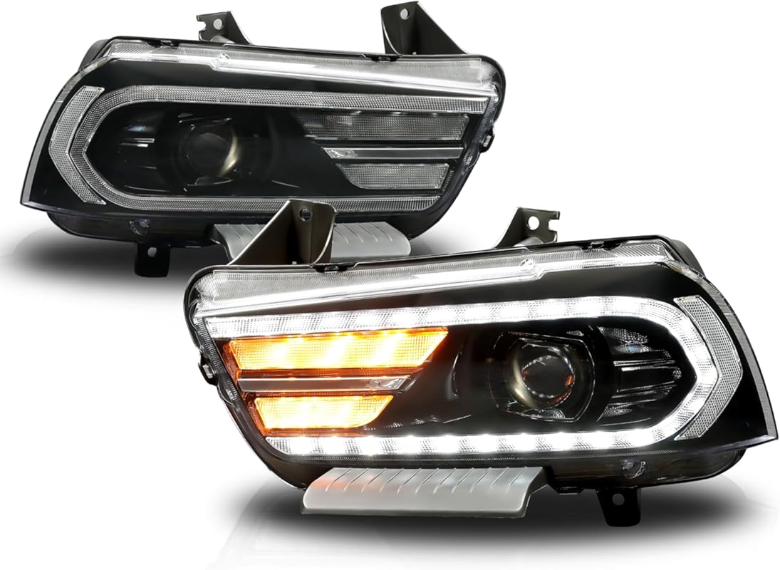LED Headlights with DRL Tube and Sequential Turn Signals for 2011-2014