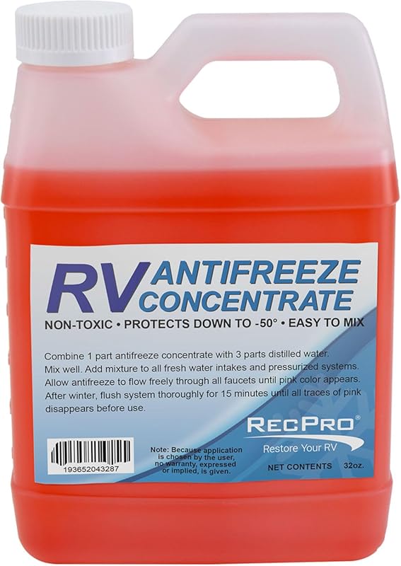 RecPro RV Antifreeze Concentrate Mixing Fluid for Winterizing Recreati