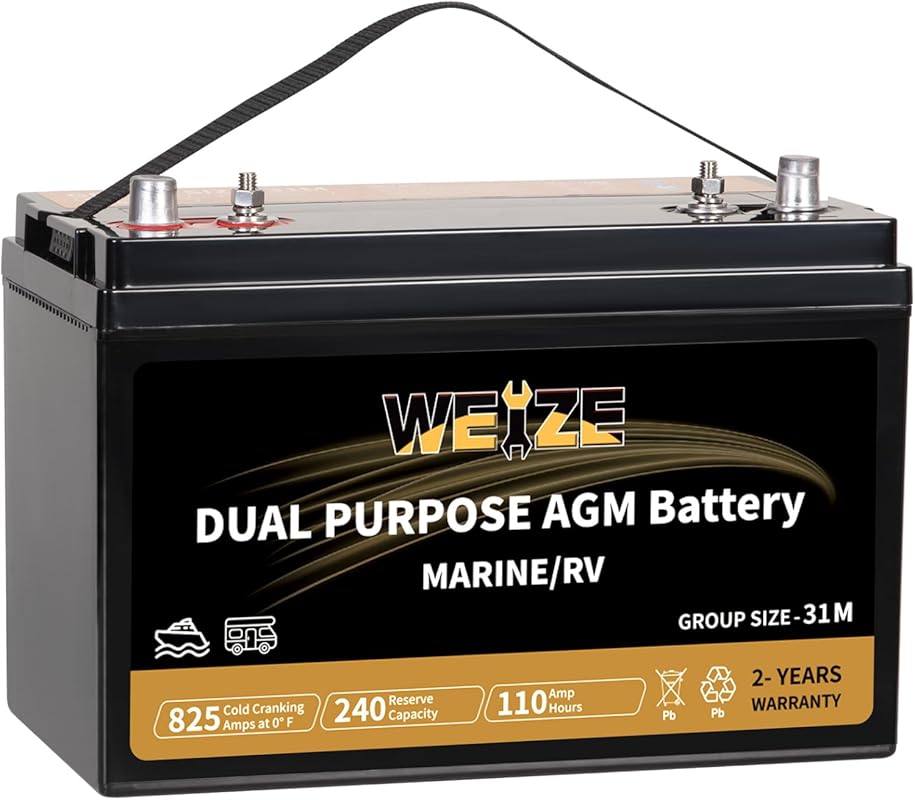Weize Group 31M AGM Battery: 12V 110Ah 825CCA Dual Purpose for Marine 
