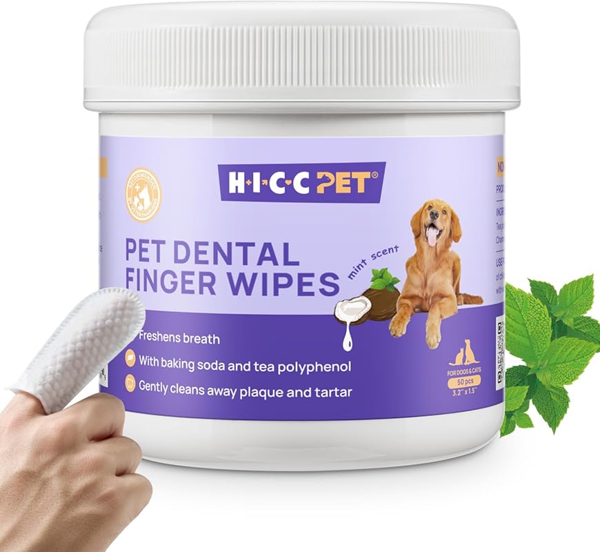 HICC Vet-Recommended Teeth Cleaning Wipes for Dogs and Cats Remove Bad