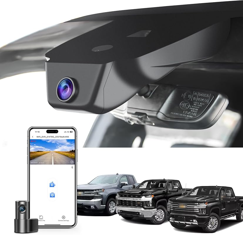 Front 4K and rear 1080P dash cam for Chevy Silverado, with integrated
