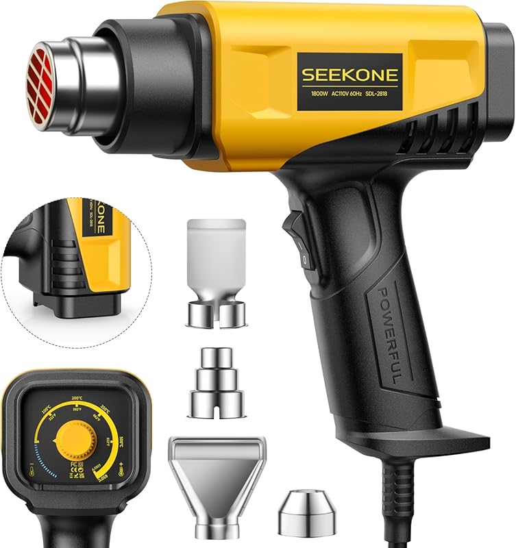 SEEKONE 1800W Heat Gun with variable temperature control, two speed se