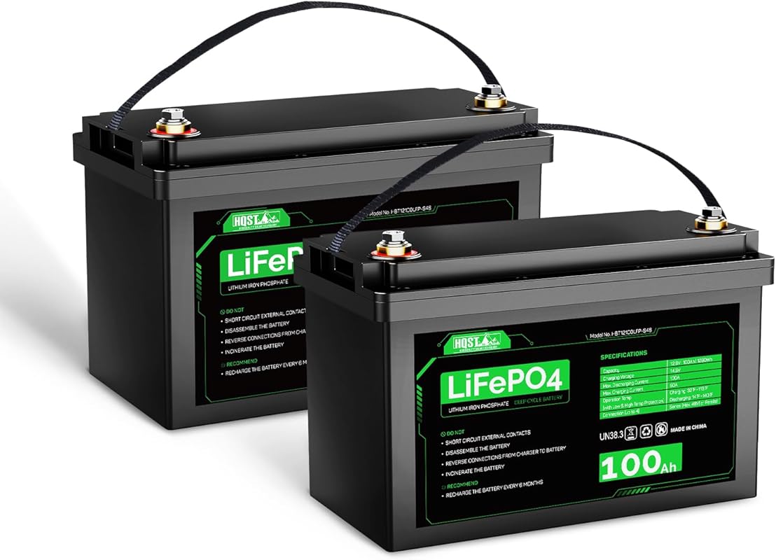 2-Pack of 12V 100Ah Group 31 LiFePO4 Deep Cycle Batteries for RV and M