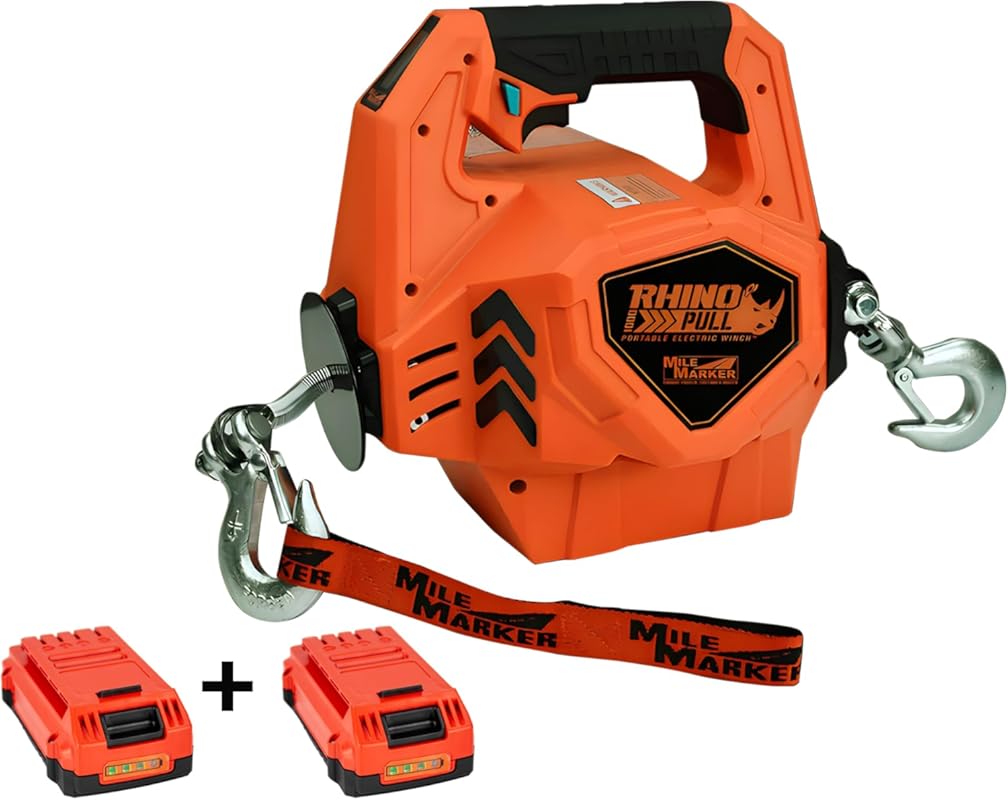 Mile Marker Rhino Pull 1000-24V Portable Electric Winch with 1000LB Ca
