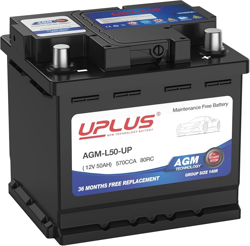 UPLUS AGM Car Battery Group 140R with 570 CCA and 50Ah Capacity