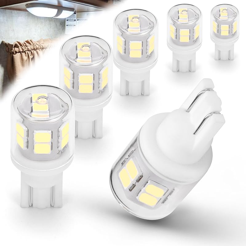 Bright T10 921 LED Bulbs: 5-Pack Cool White 12V RV Interior Ceiling Do